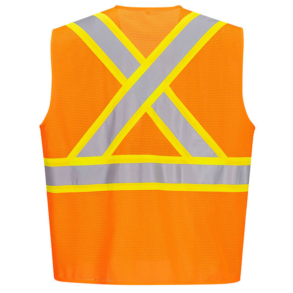 PortWest X-Back Contrast Tape Vest Orange CA101